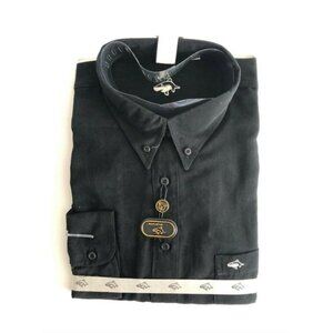 Dolphin Black Shirt Button-Down Long Sleeves Point collar Chest pocket XXL